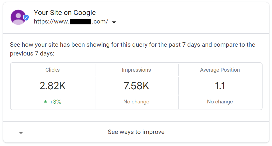 Google Search Console Data in SERPs