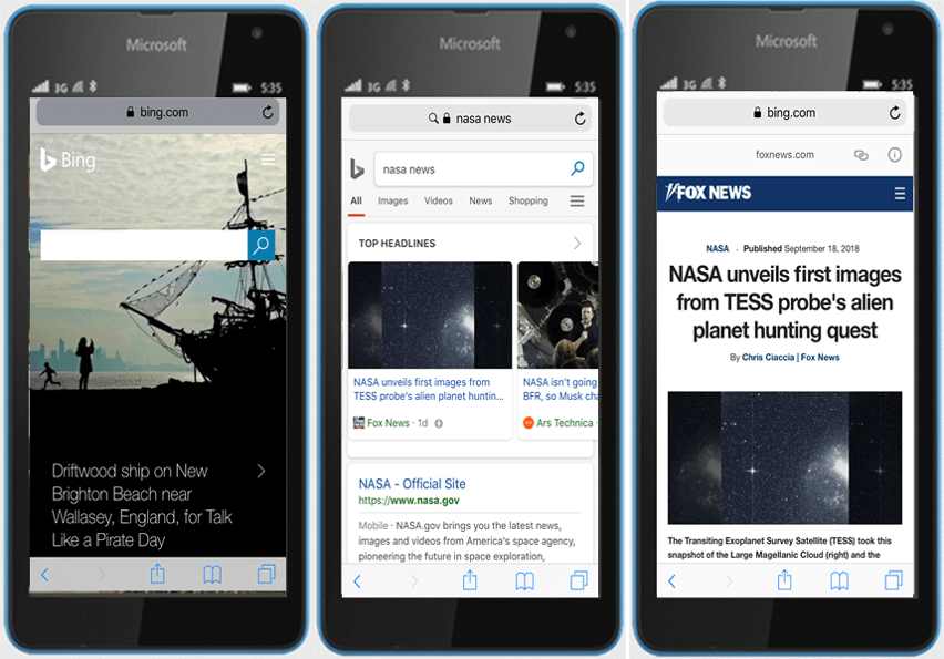 Bing AMP NASA Example