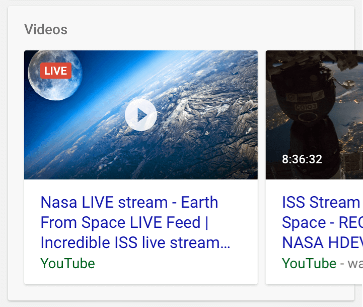 Google live stream schema example