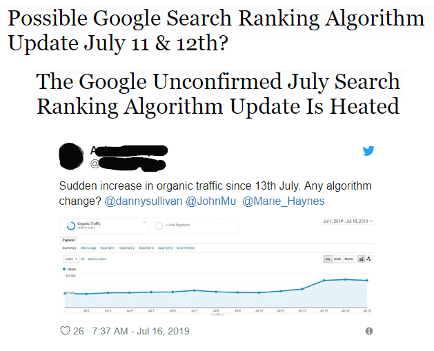 Unconfirmed Algorithm Updates