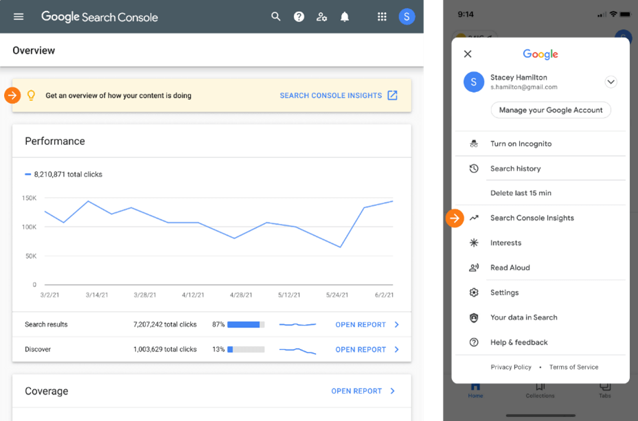 Google Console graph