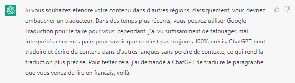 ChatGPT translating into French